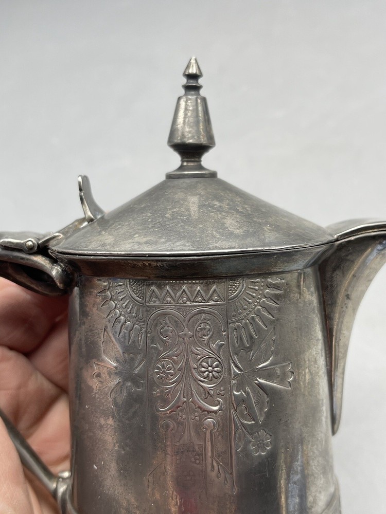 Antique Meriden Egyptian Revival Jug Silver Plated Pitcher 5”