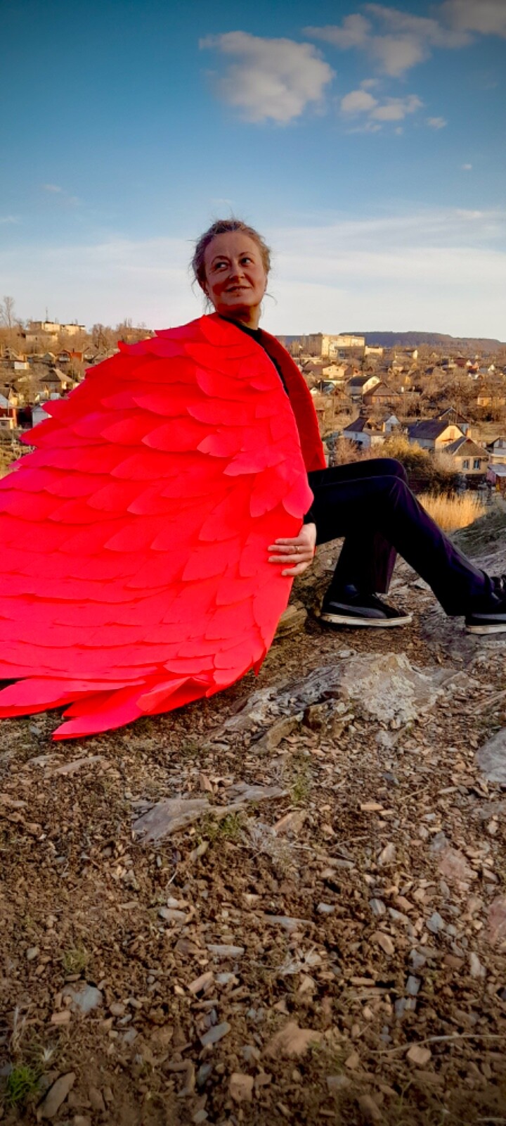 Red Angel Wings Costume Moveable Wings Red Adult Wings Cosplay Halloween Costume