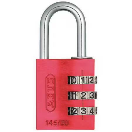 Abus 145/30 Red Combination Padlock, Side, Black/Silver