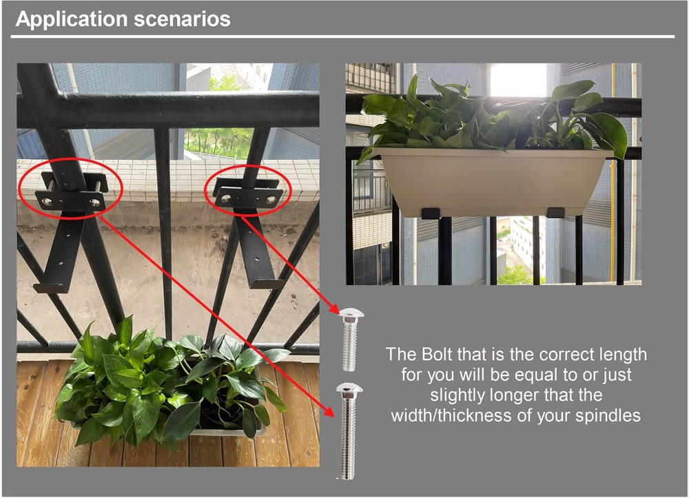 6 Inch Deck Railing Planter Box Brackets Black