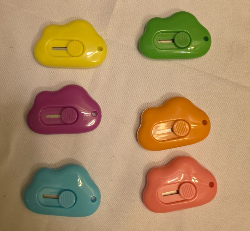 Retractable Box Cutter, Package Opener (6 Pieces Cloud Mini Cutter)