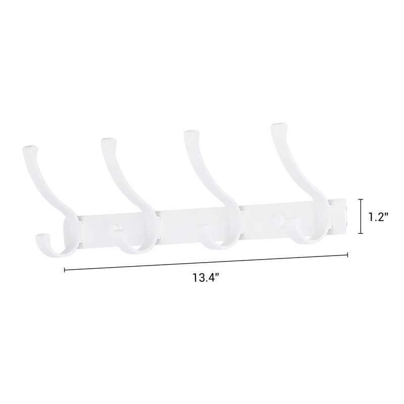Wall Mounted Coat Hook Rack 4 Heavy Duty Hooks Space Saving Storage Solution New