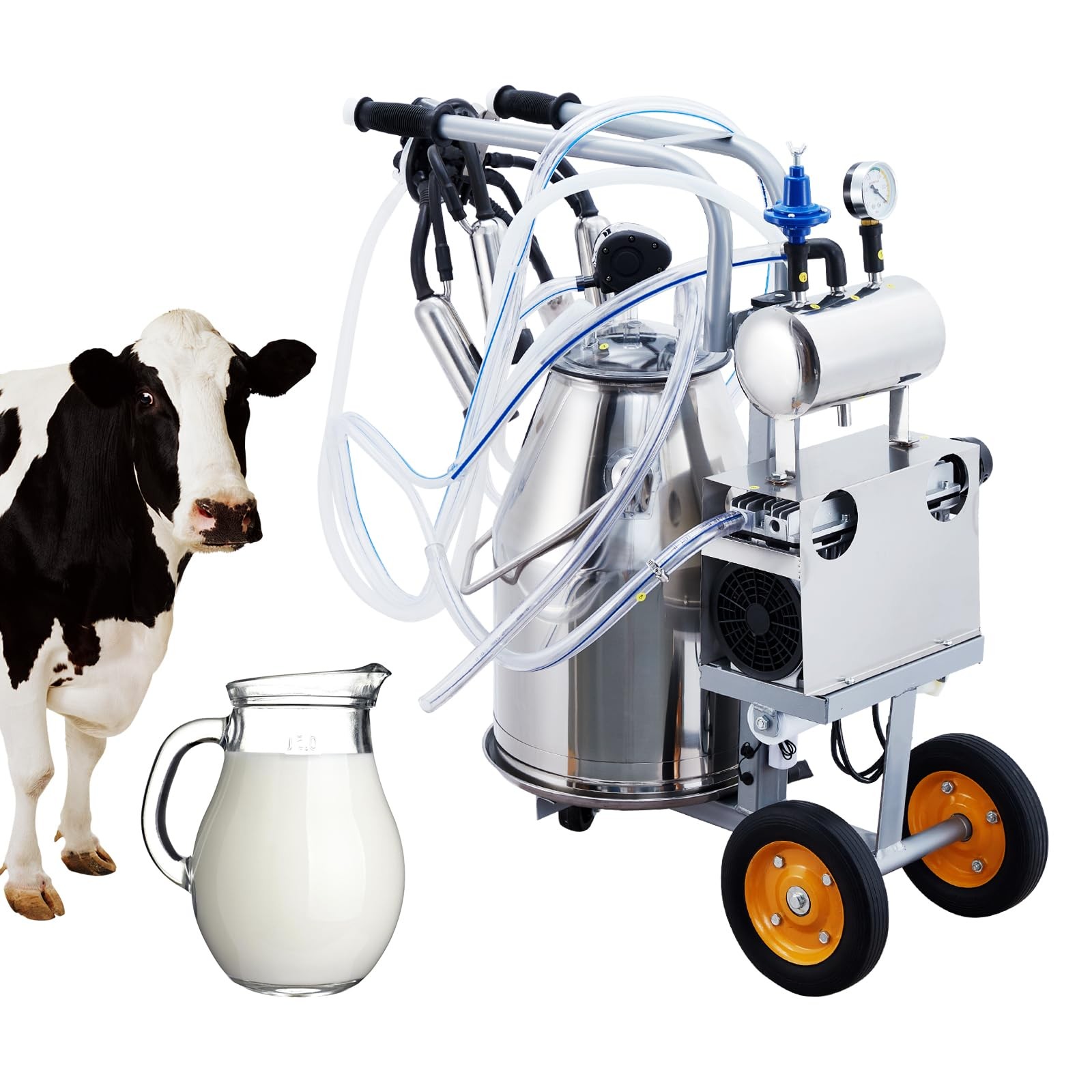 Portable Electric Milking Machine for Cows & Goats W/25L Bucket,Adjustable Press