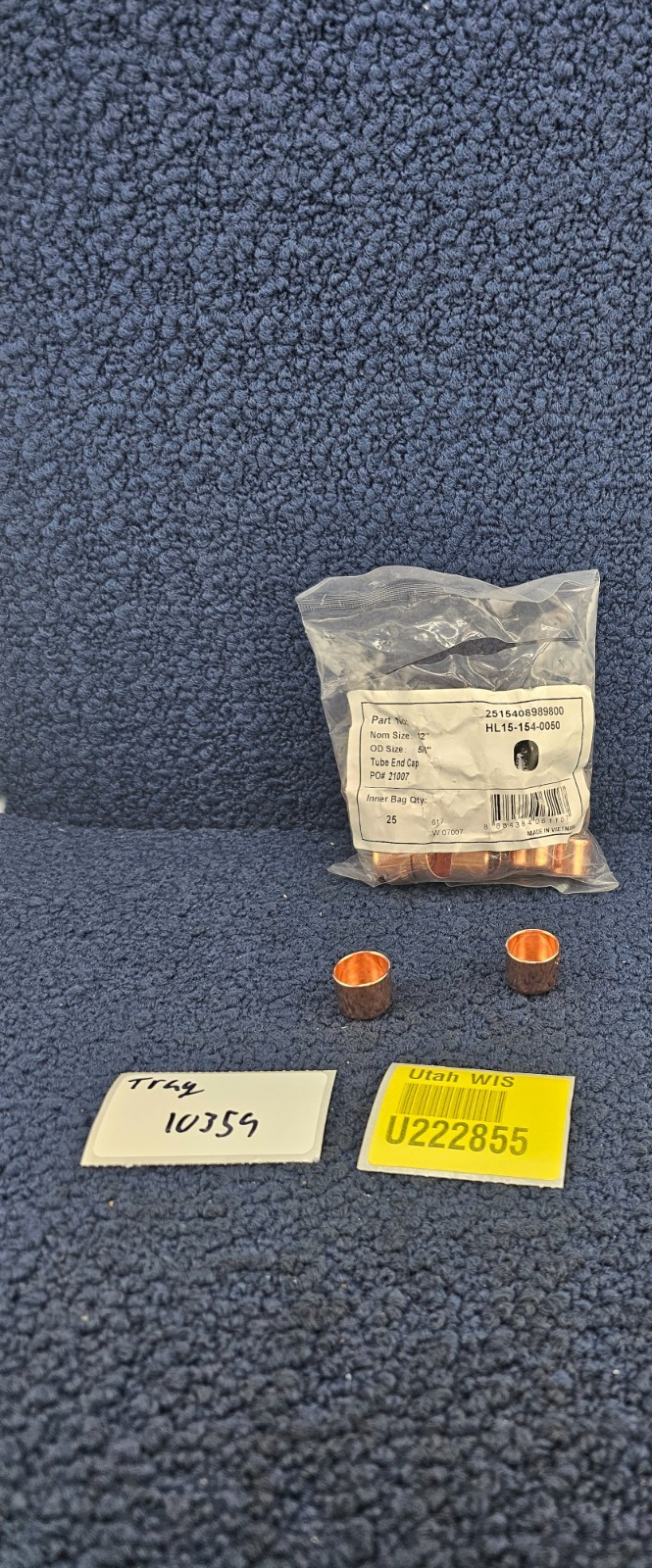 (QTY 25) 2515408989800: 1/2" x 5/8" Wrot Copper Tube End Cap Fits JMF