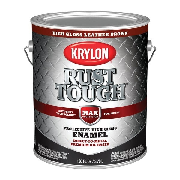 (2)-Krylon Rust Tough Oil-Based Gloss Rust Control Enamel, Brown, 1 Gal.