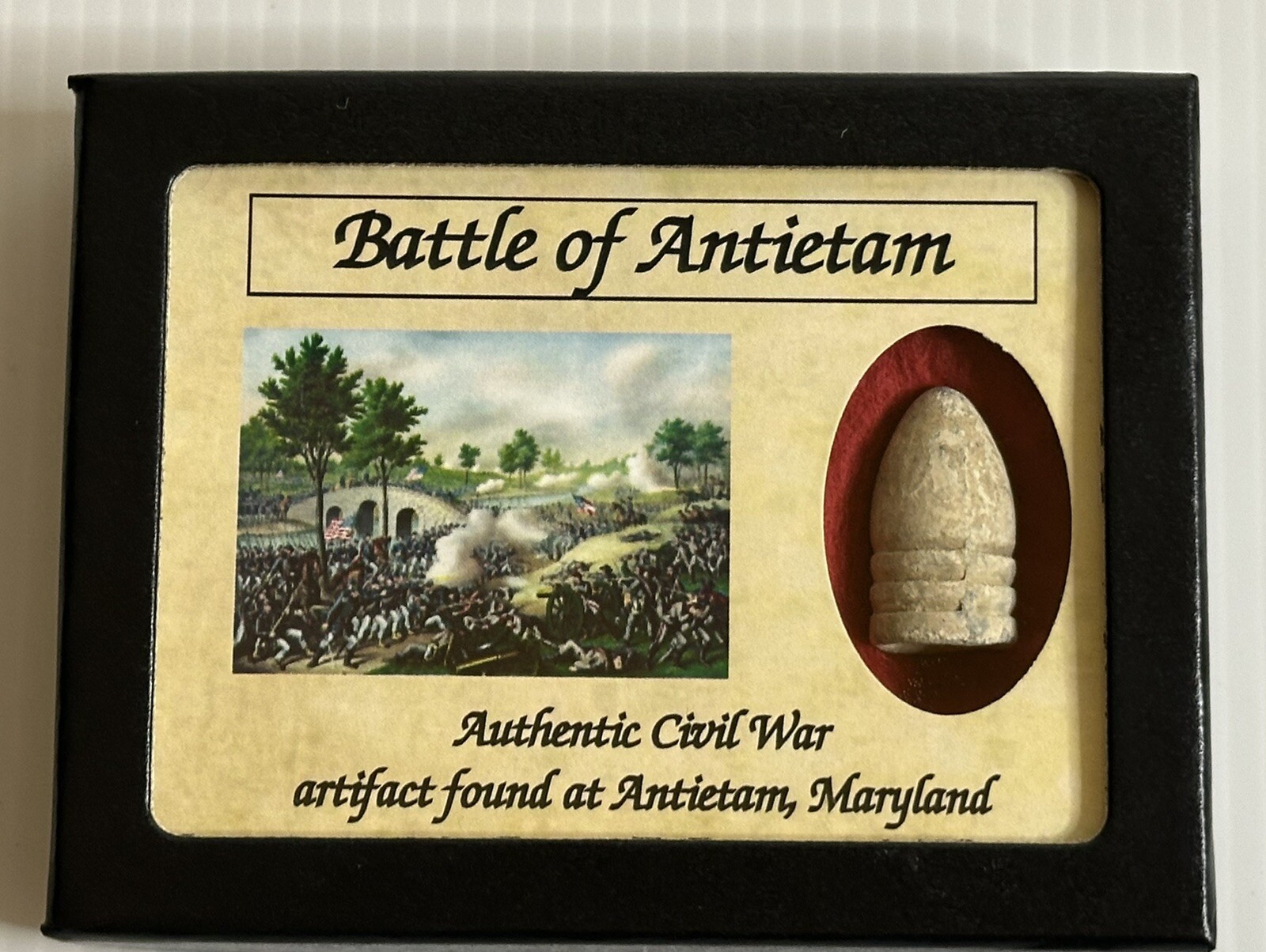Civil War Bullet Relic from The Battle of Antietam, MD with Display Case,Color!
