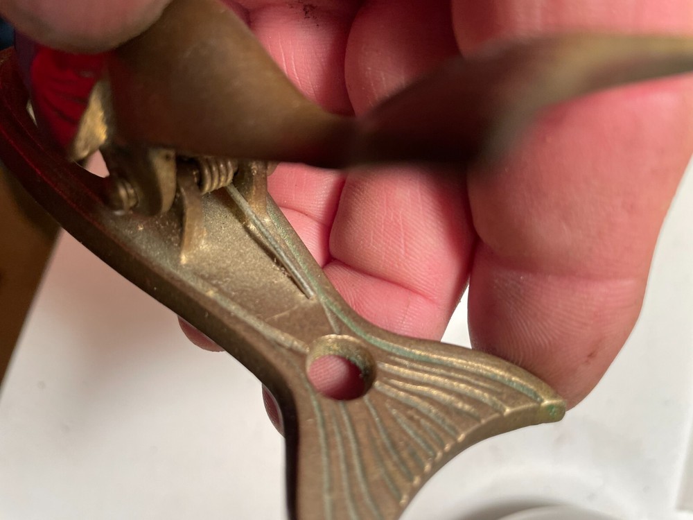 Vintage Soild Brass Whale Note Holder