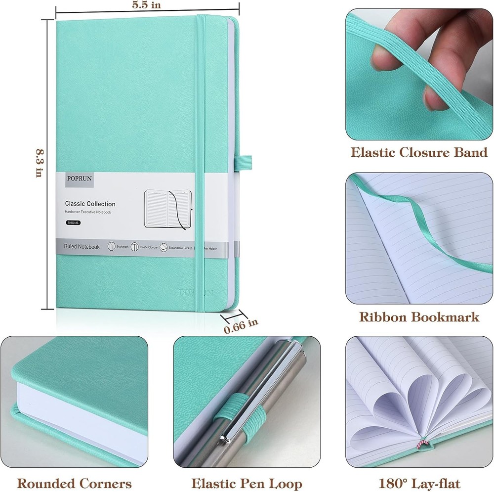RUN A5 Lined Journal Notebooks, Leather Thi Notebook for