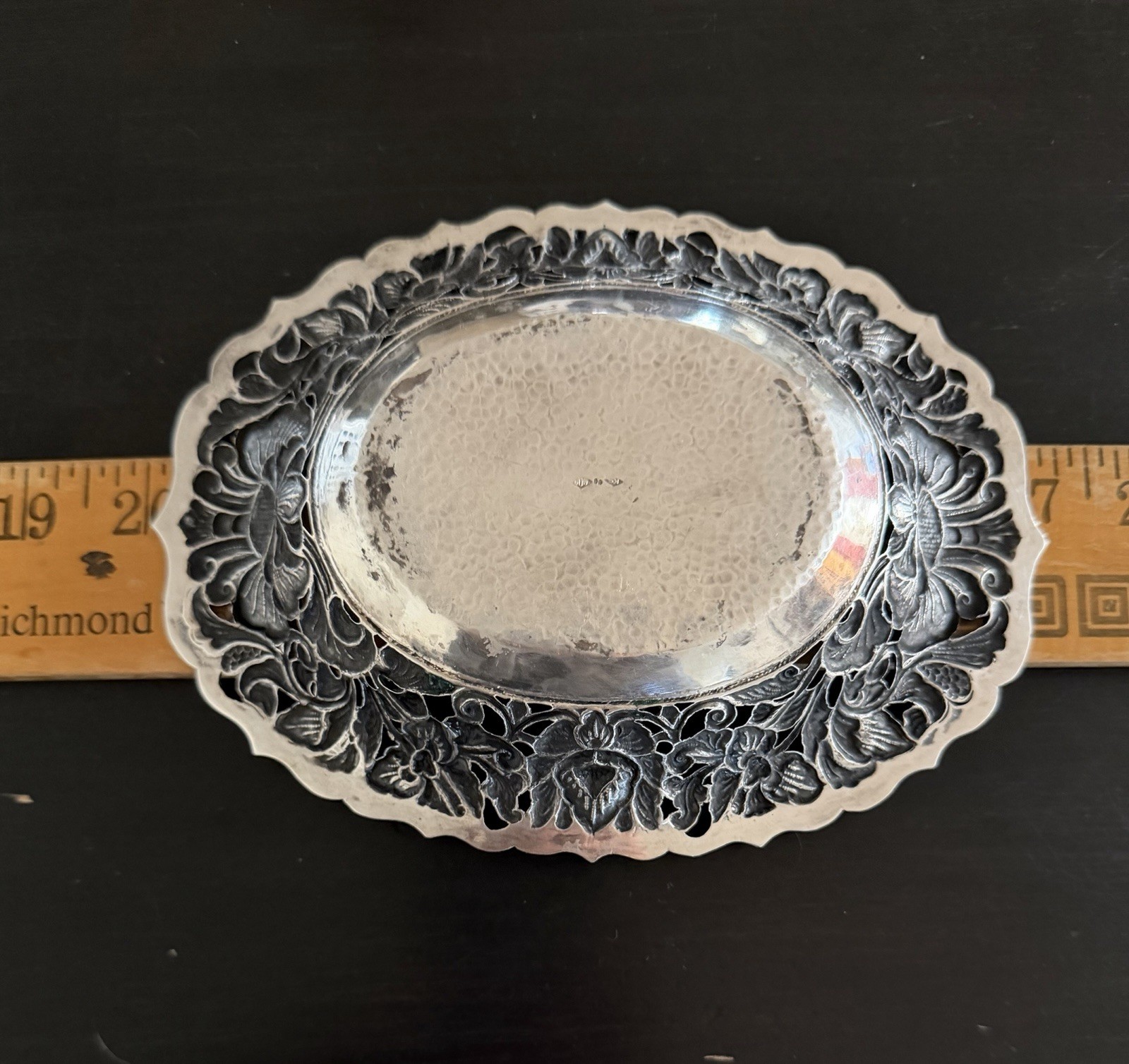 Art Nouveau Repousse 800 Sterling Silver Soap Candy Nut Trinket Bowl Dish KS