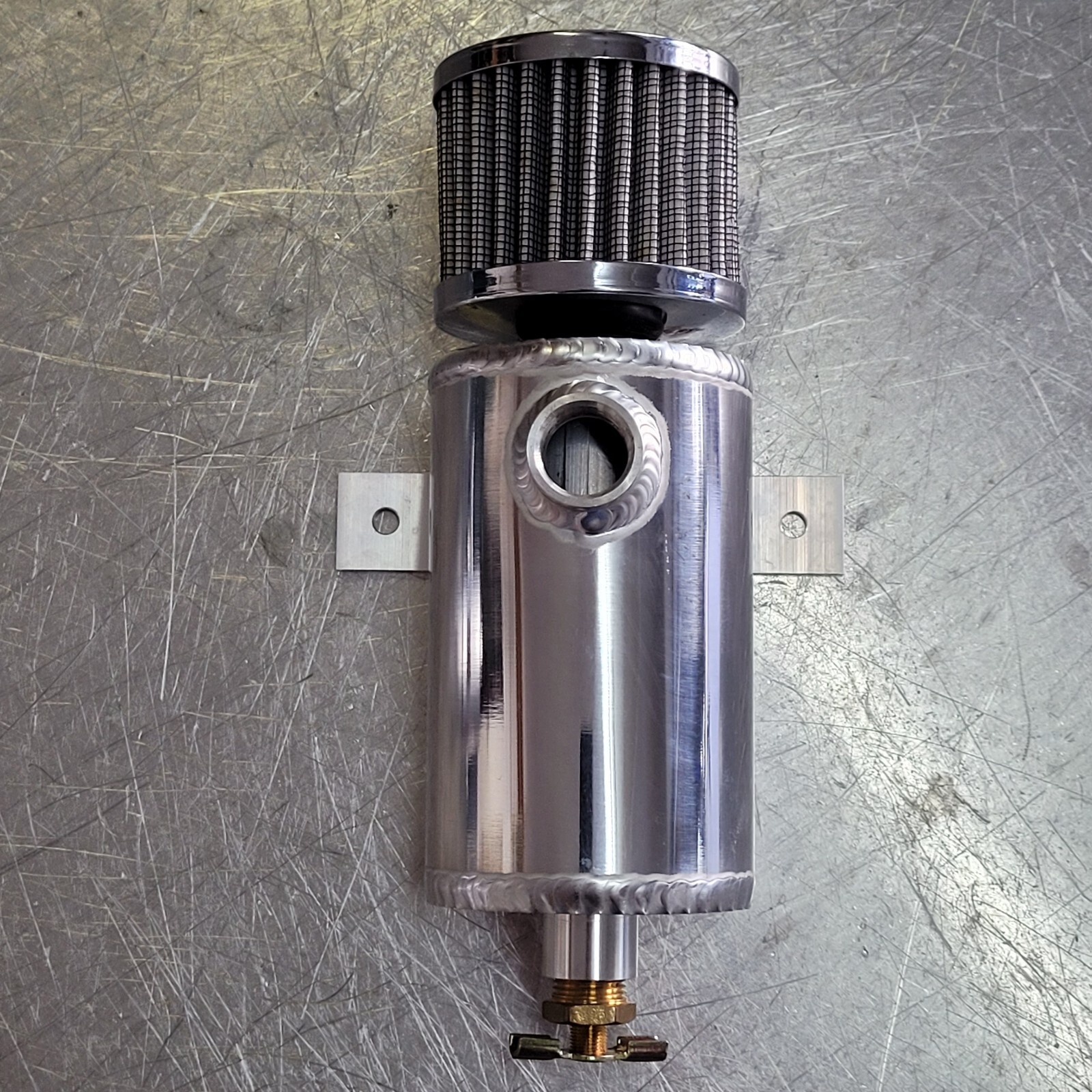 1/2 Inch NPT Aluminum baffled oil catch can breather tank for vacuum pump