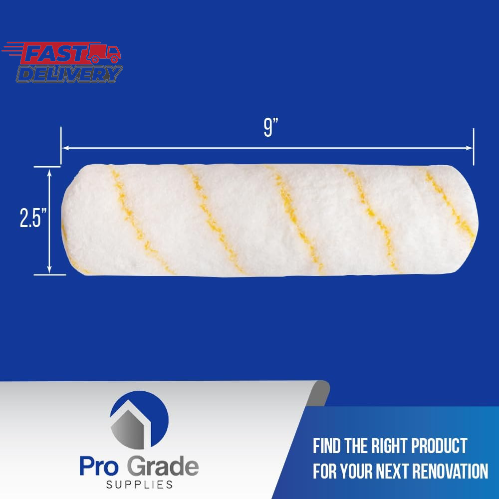 Pro Grade - Paint Roller Covers - 1/2 X 9 Inch Microfiber 5 Pack