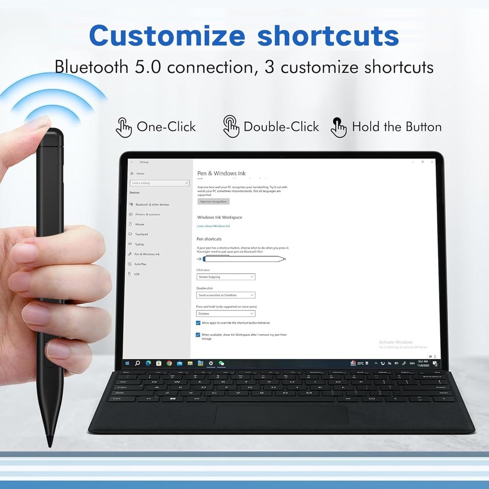 Slim Pen 2 for Microsoft Surface with 4096 Pressure, Eraser & Right-Click.