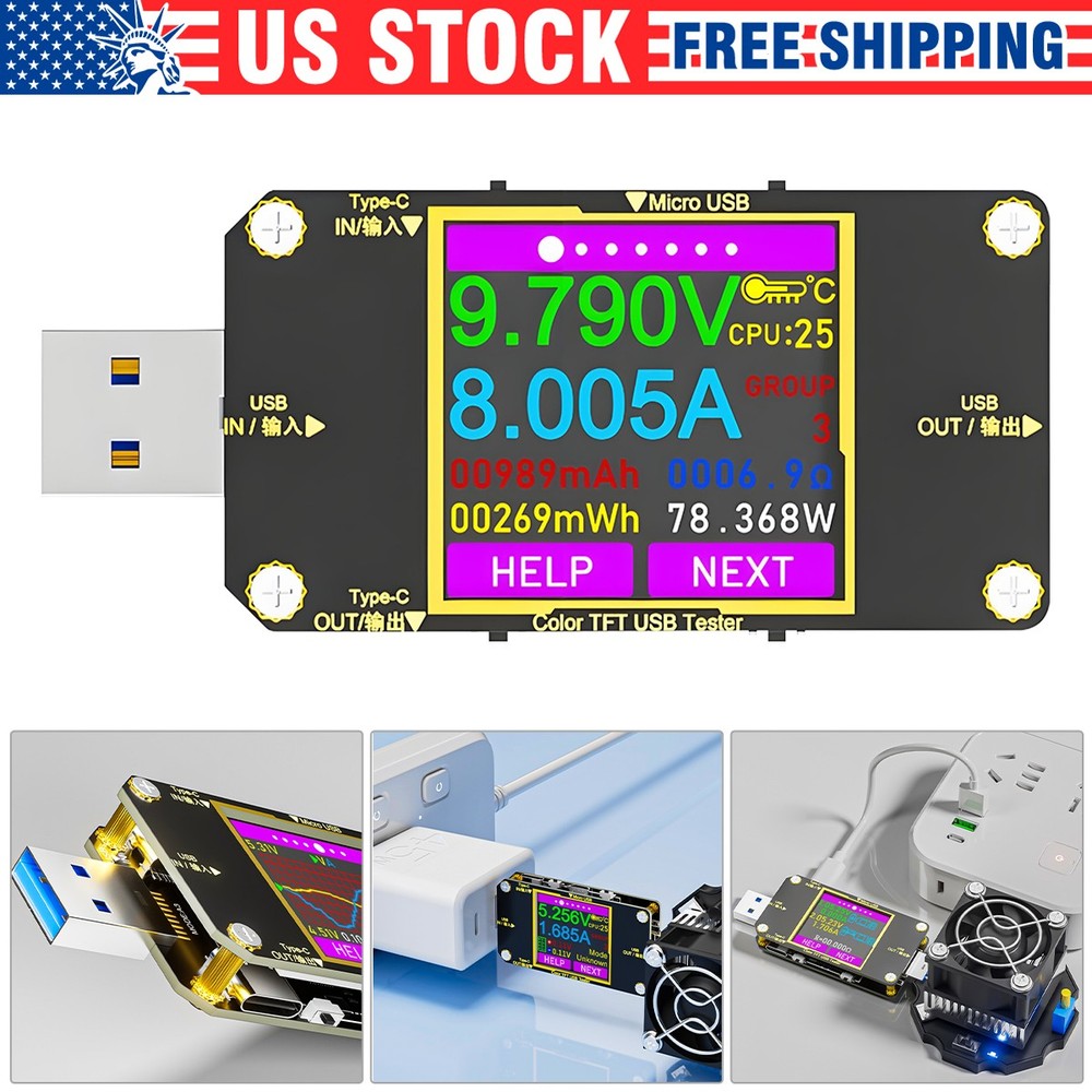 USB 3.0 Tester PD Type-C LCD Digital Voltmeter Ammeter Volt Trigger Durable Tool