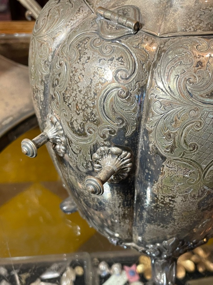 William Fitcher-Samuel Mearback Silver Plated Tilting Teapot Stand & Burner