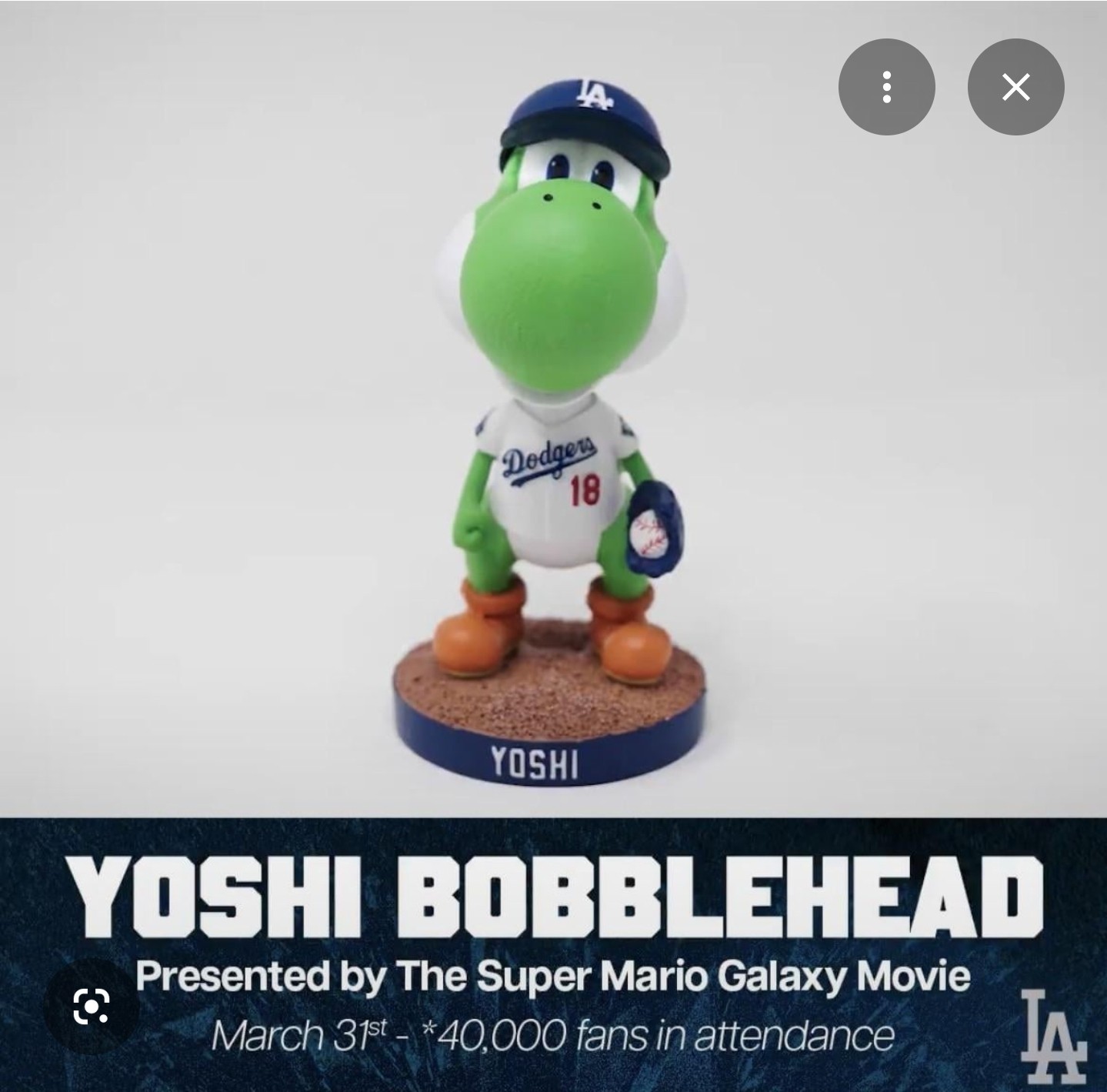 2026 Yoshi Dodgers Super Mario Bobblehead 3/31/26 SGA Presale Nintendo Movie