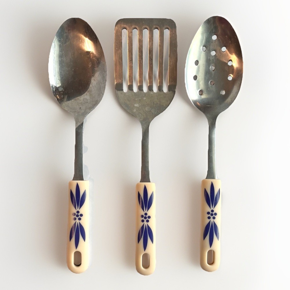 BLUE Temp-Tations Presentable Ovenware Serving Spoon & Spatula, Silicone Handle