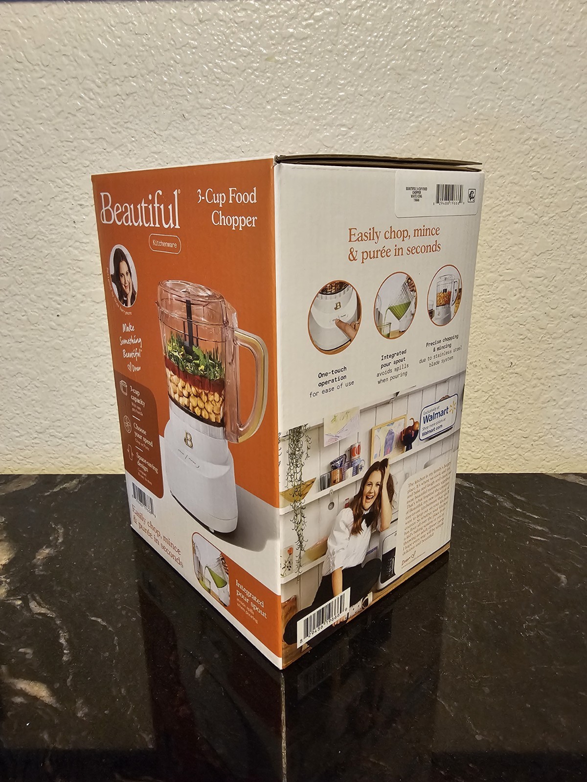 3 Cup Food Chopper Beautiful Designed by Drew Barrymore New In Box Open Box