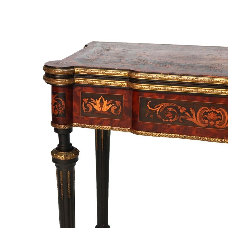 Antique Ebonized, Ormolu & Inlay Card Table C1880