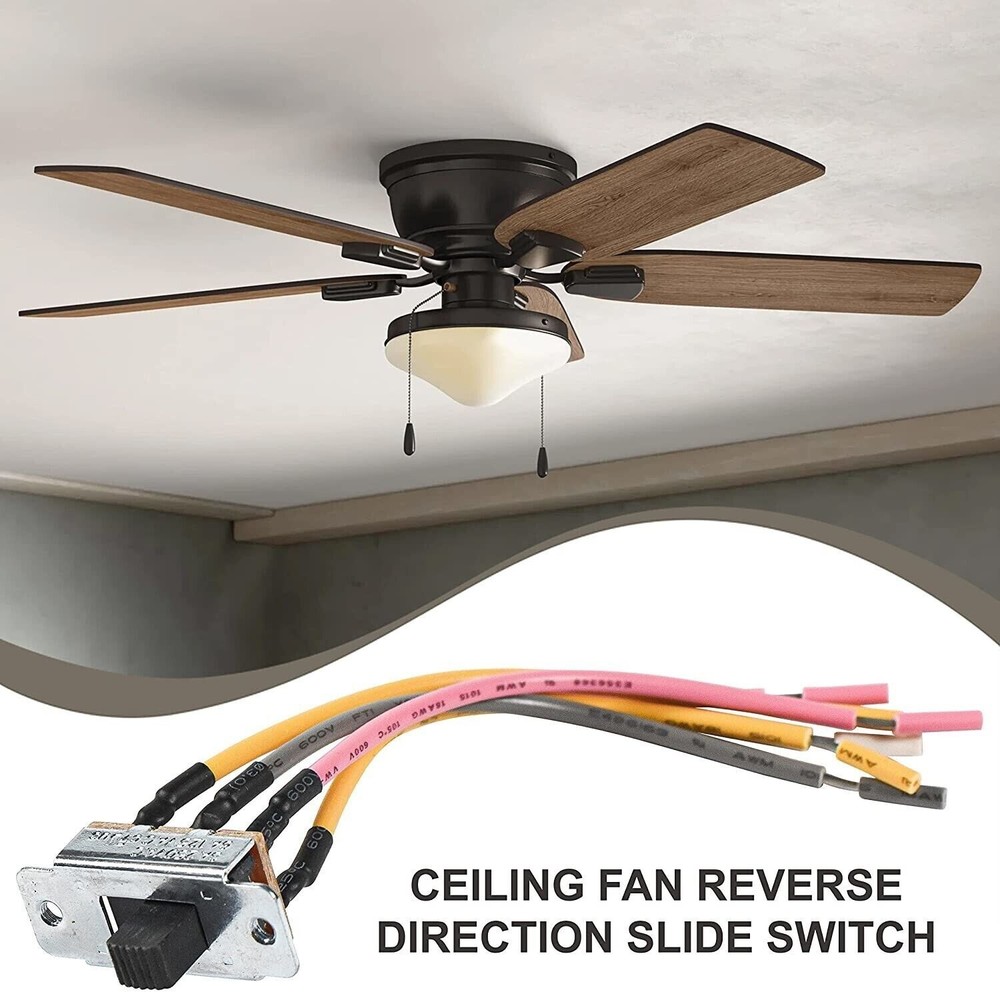 2-Pack HQRP 6-Pin Slide Reverse Switch for Hampton Bay Ceiling Fan, UL Listed