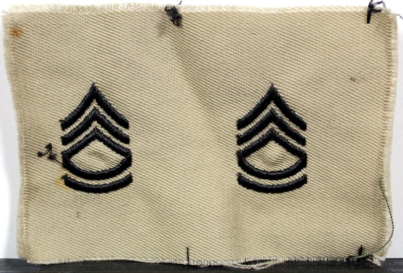 Army Collar Sergeant First Class Khaki Desert Fatigue Rank Insignia Patch Pair