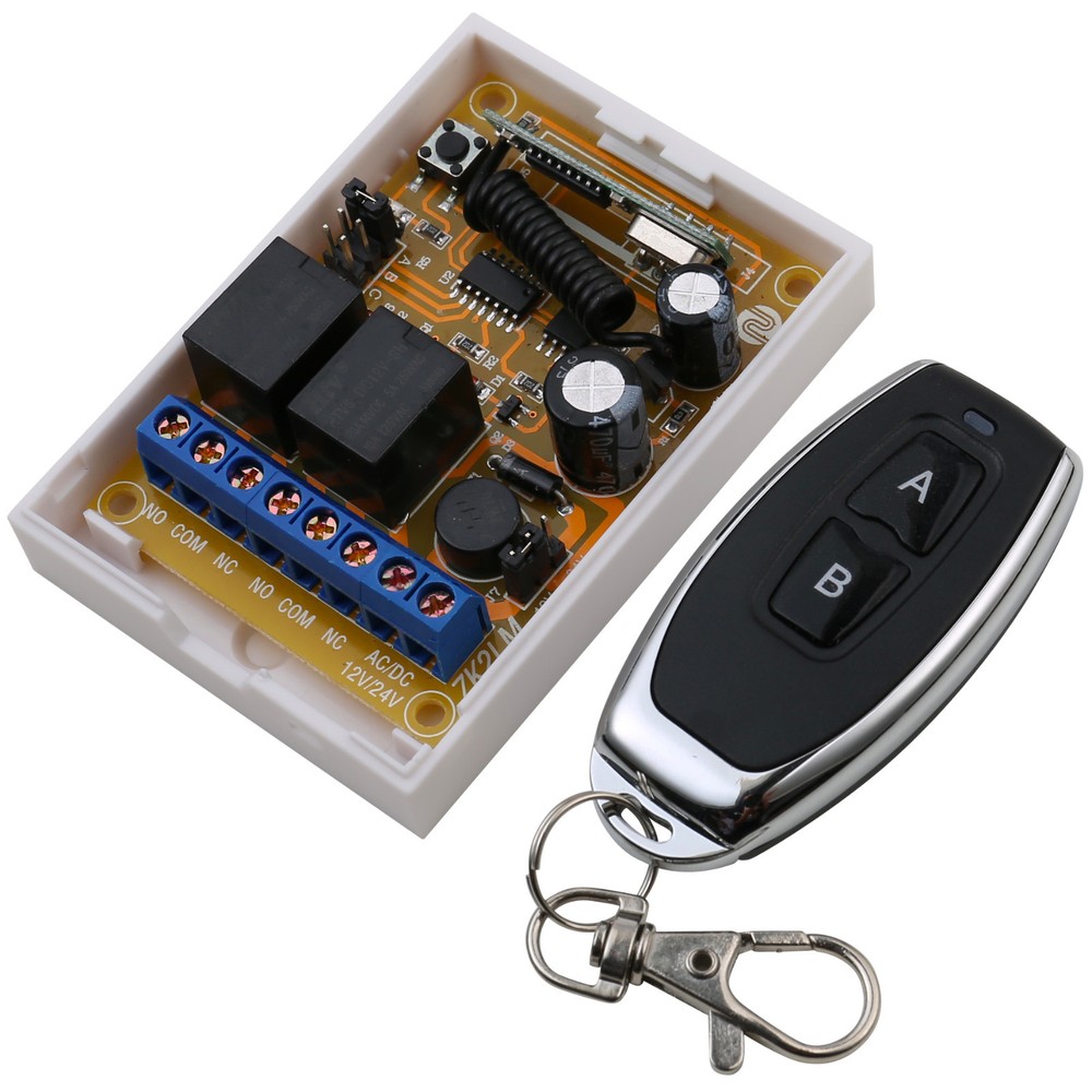 433Mhz AC/DC12-24V 2CH Wireless RF Remote Control Relay Switch Learn Encoding