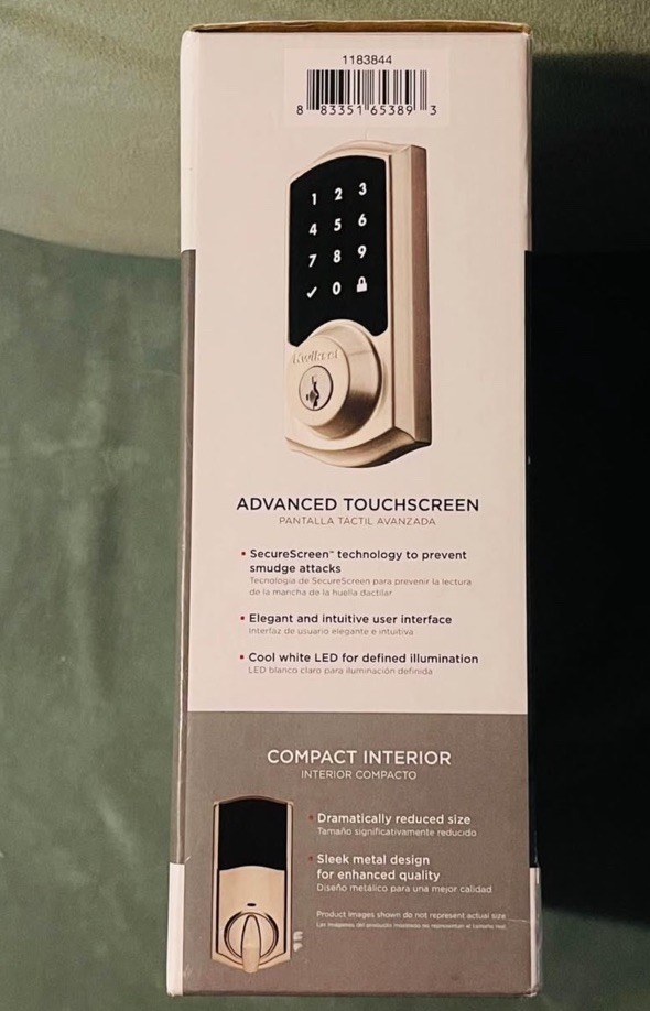 Kwikset SmartCode 915 Touchscreen Deadbolt Combo, Brushed Silver/Black