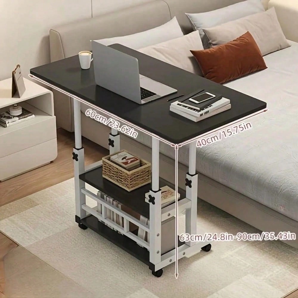 Height-adjustable Table with Wheels and Storage Shelf Standing Desk Crafting