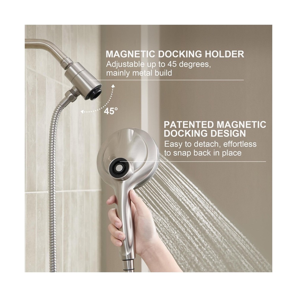 LAVA ODORO Handheld Shower Head with Magnetic Docking System, 10-Function Hig...