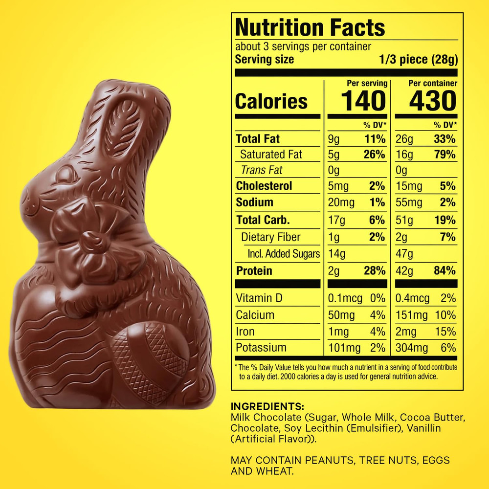 Solid Milk Chocolate Bunnies -Easter Chocolate Bunny Perfect for Easter Baskets
