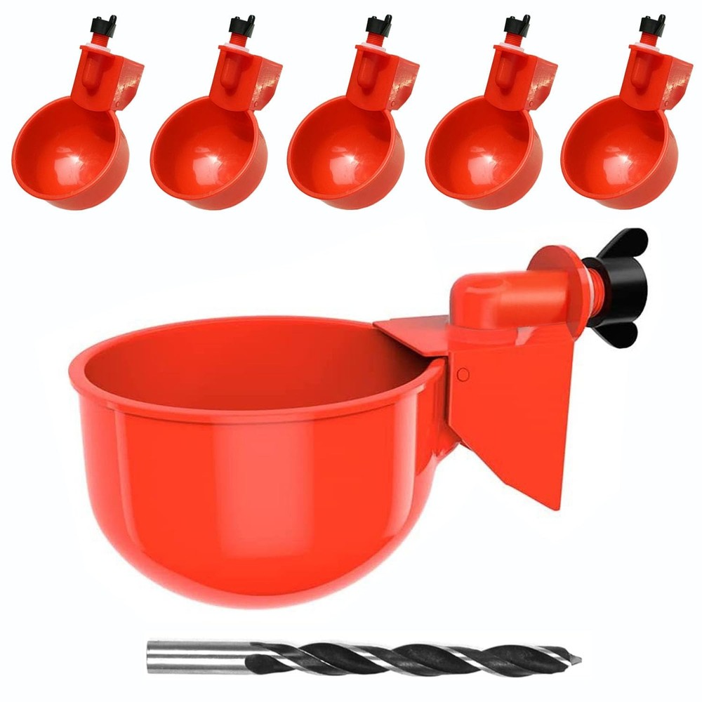Large Automatic Chicken Waterer Cups, 6pcs Turkey Feeder Red Light