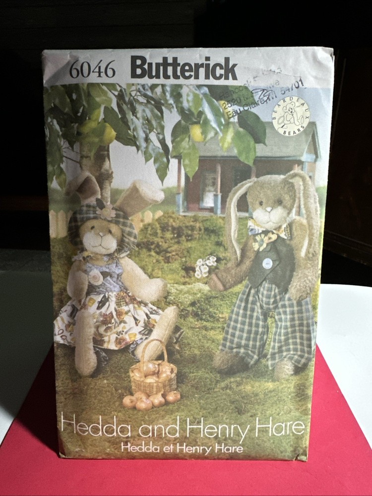 UNCUT Stuffed Bunny Hedda & Henry Hare Sewing Pattern 22”Beardeaux Bears