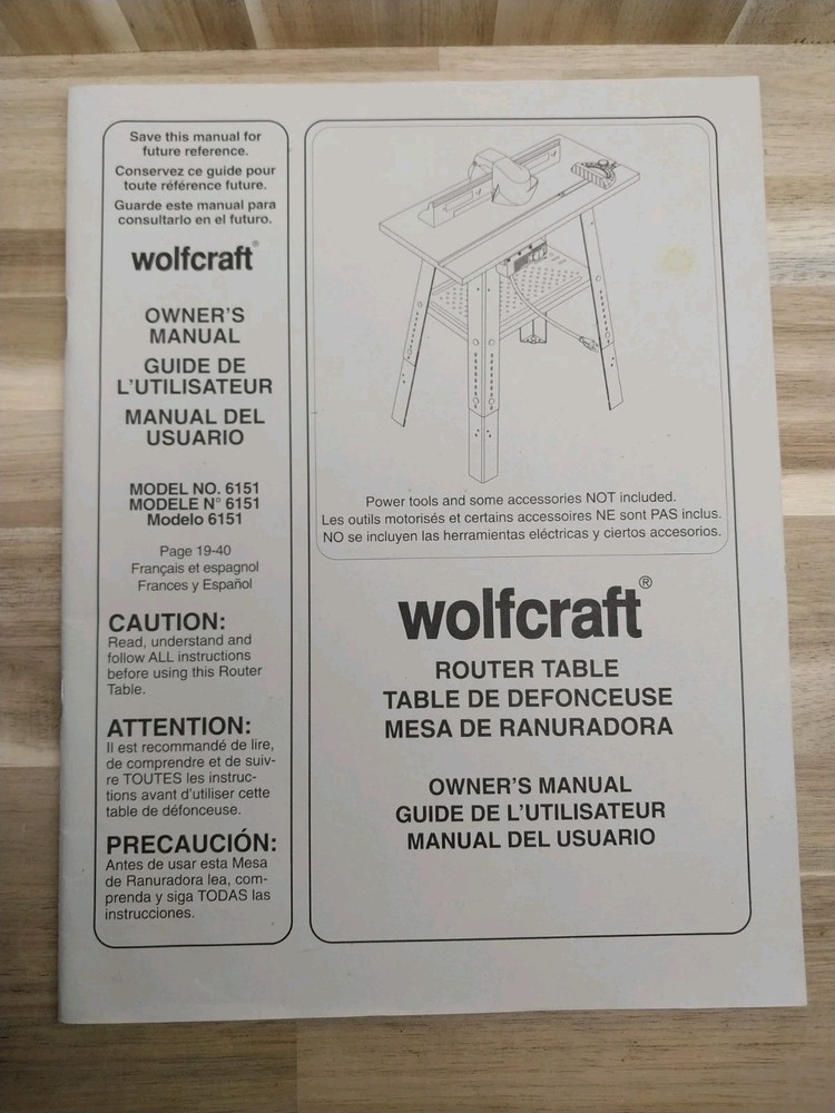 Wolfcraft Router Table Model No. 6151 Owner’s Manual