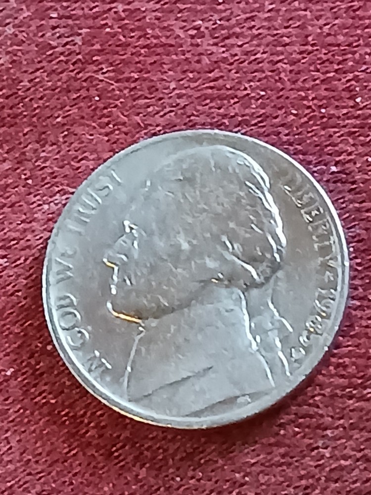 1985 D Jefferson Nickel BOLD DIE CRACK on REVERSE