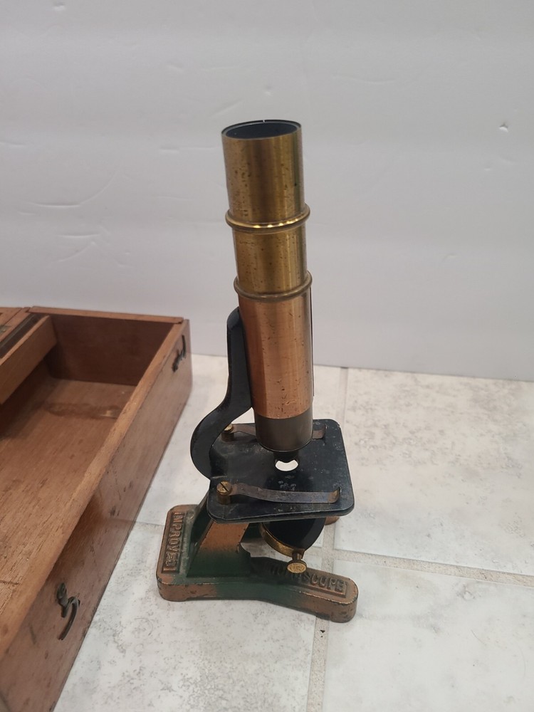 Vintage Brass Microscope Improved Household