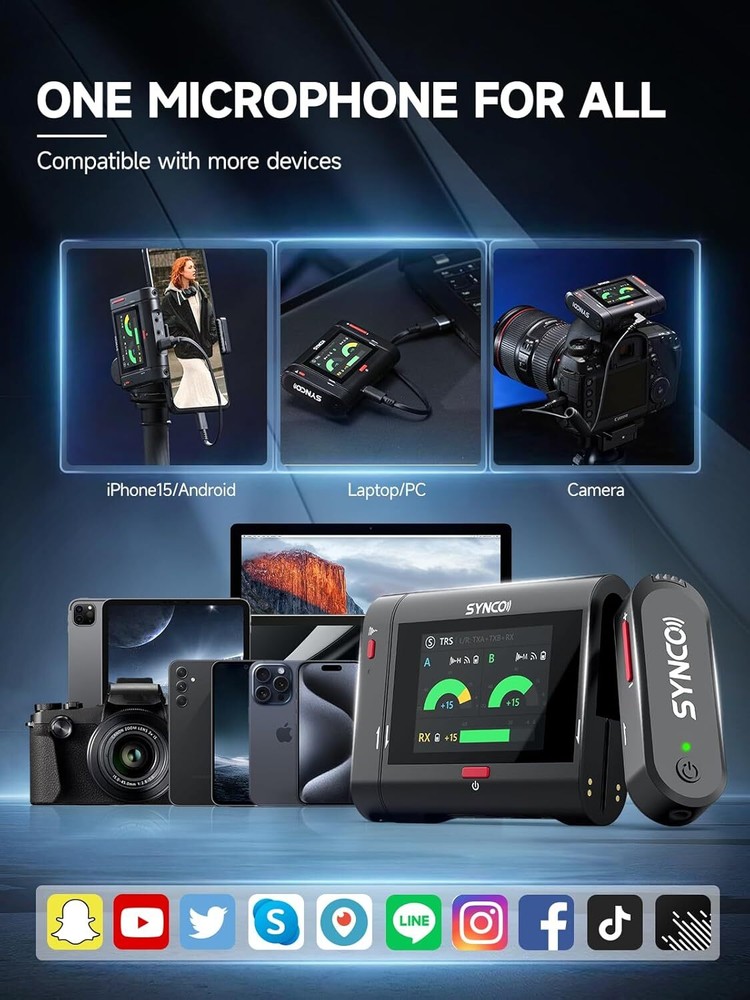 SYNCO G3 PRO Wireless Microphone with Touch Screen Noise Reduction for Camera