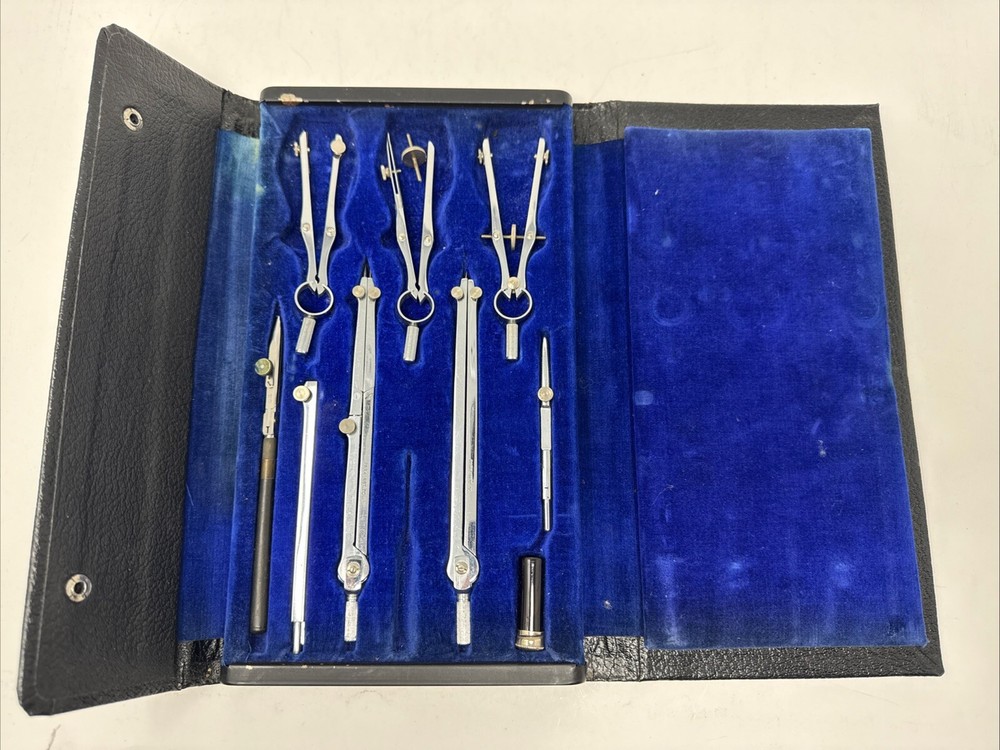 Vintage Park Instruments #900 Drafting Kit Missing 1 tool Leather Case