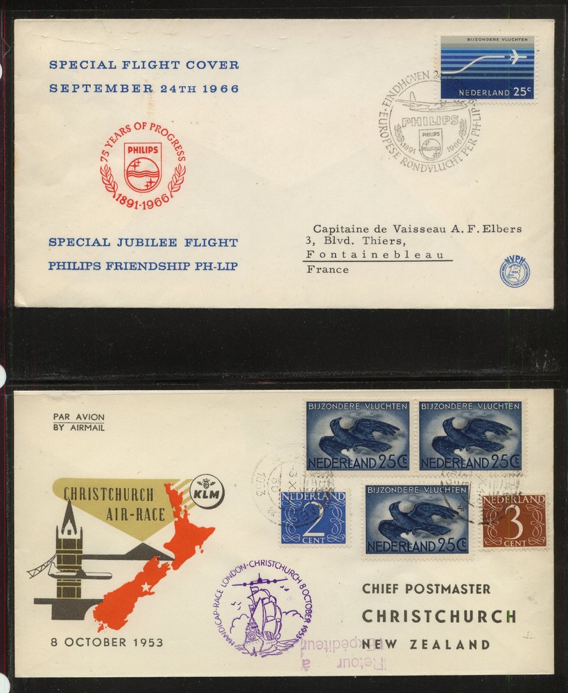 Netherlands   2  nice cachet  airmail  covers           KL0831
