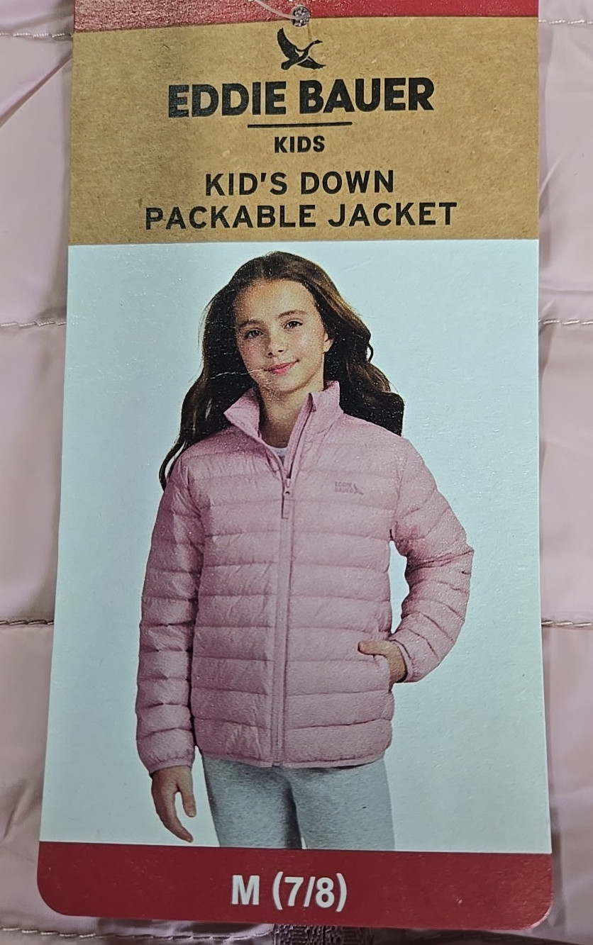 NWT: Girl's Eddie Bauer Down Packable Jacket - 2 Colors/4 Sizes to Choose From!