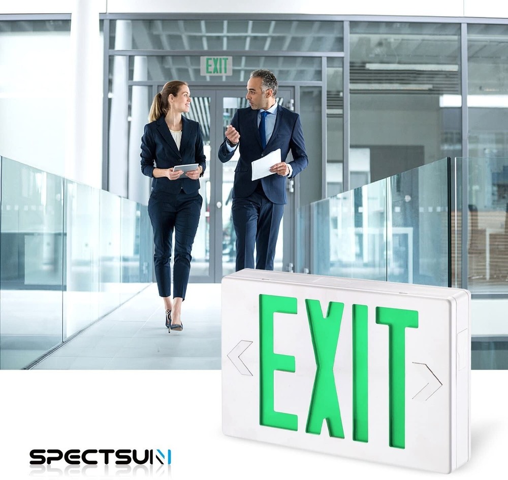 Spectsun 4 Packs Led Green Exit Sign with Emergency Lighted For Exit Lights