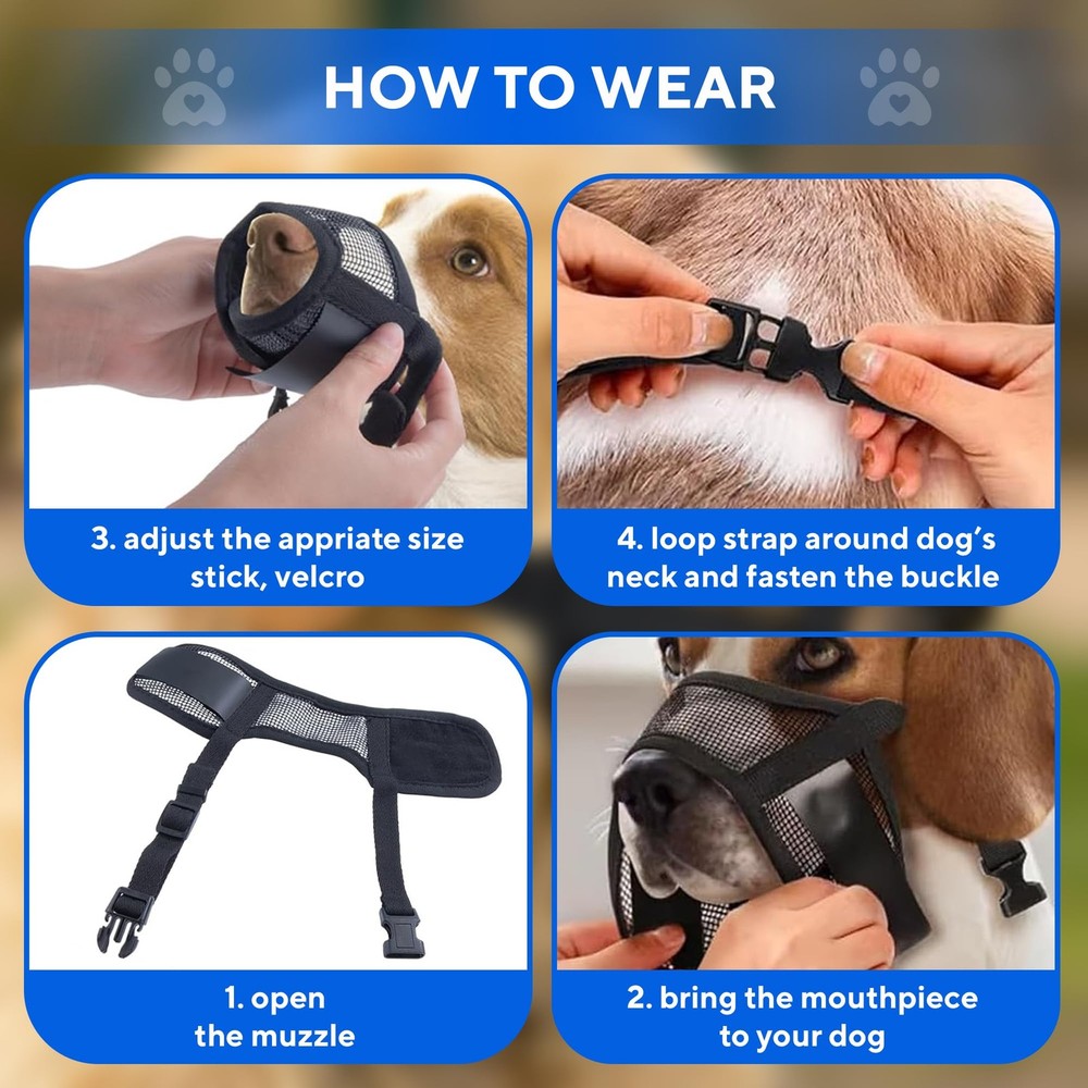 Soft Adjustable Dog Muzzle for Medium Dogs - Prevent Biting, Barking, Chewing