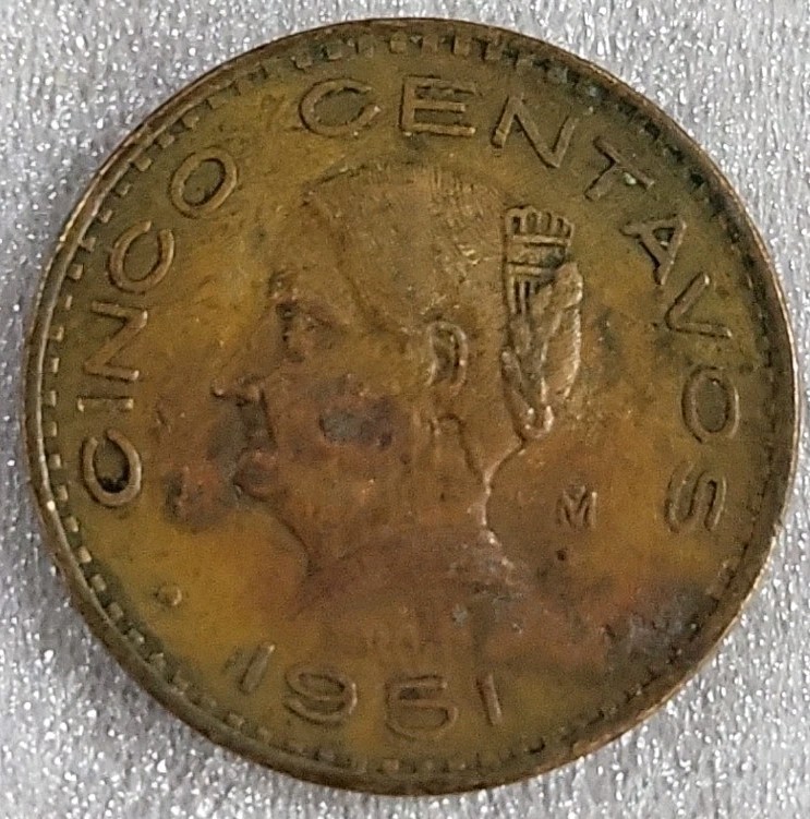 1951 Mexico Cinco / 5 Centavos *D165