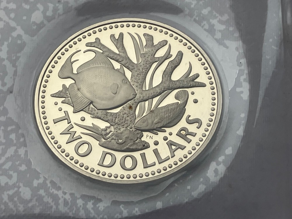 1973 BARBADOS $2 PROOF TWO 2 DOLLAR COIN
