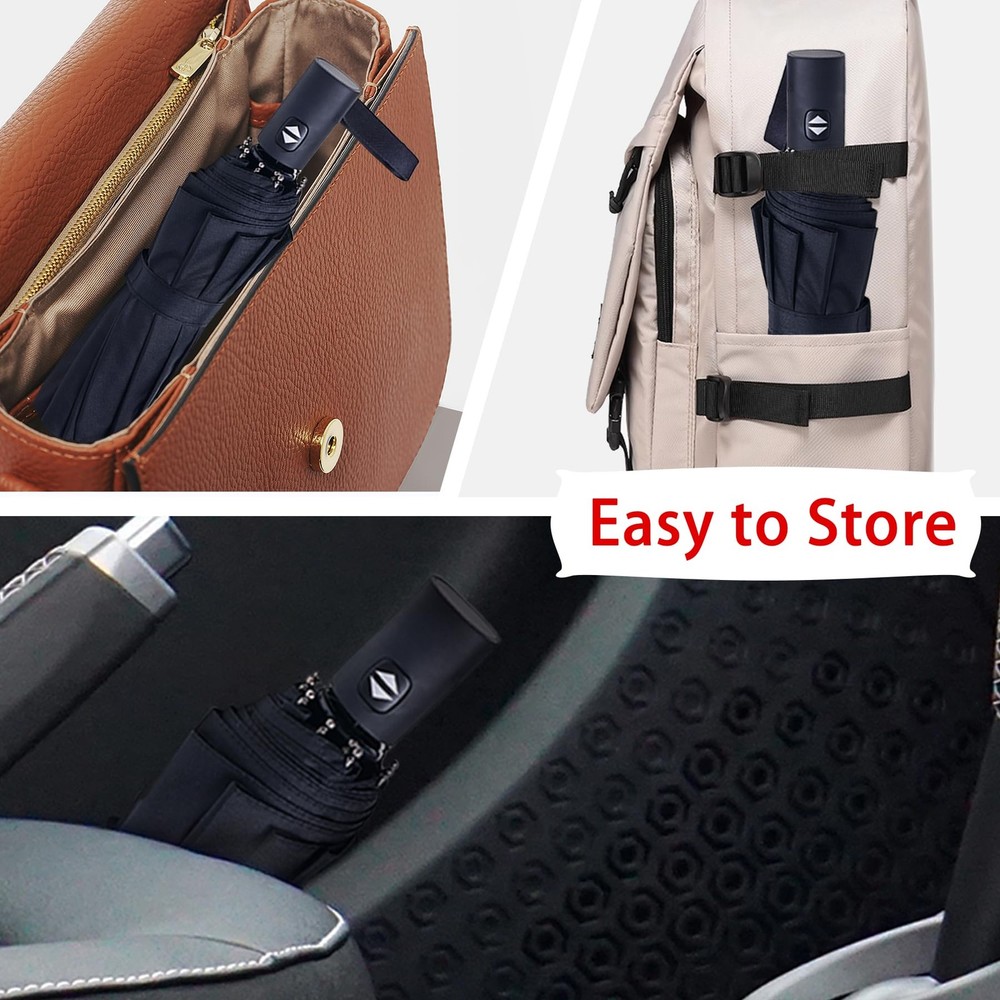 Travel Essentials Umbrella Windproof Compact Collapsible Light Strong Automatic