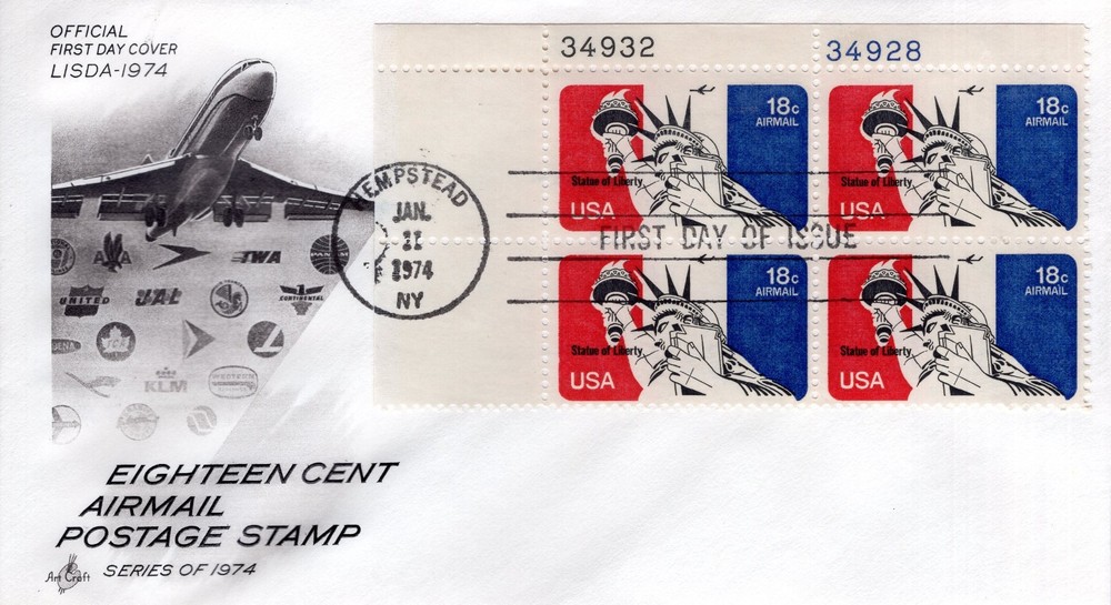 18 CENT AIRMAIL POSTAGE STAMP  - 1974 - DC2987