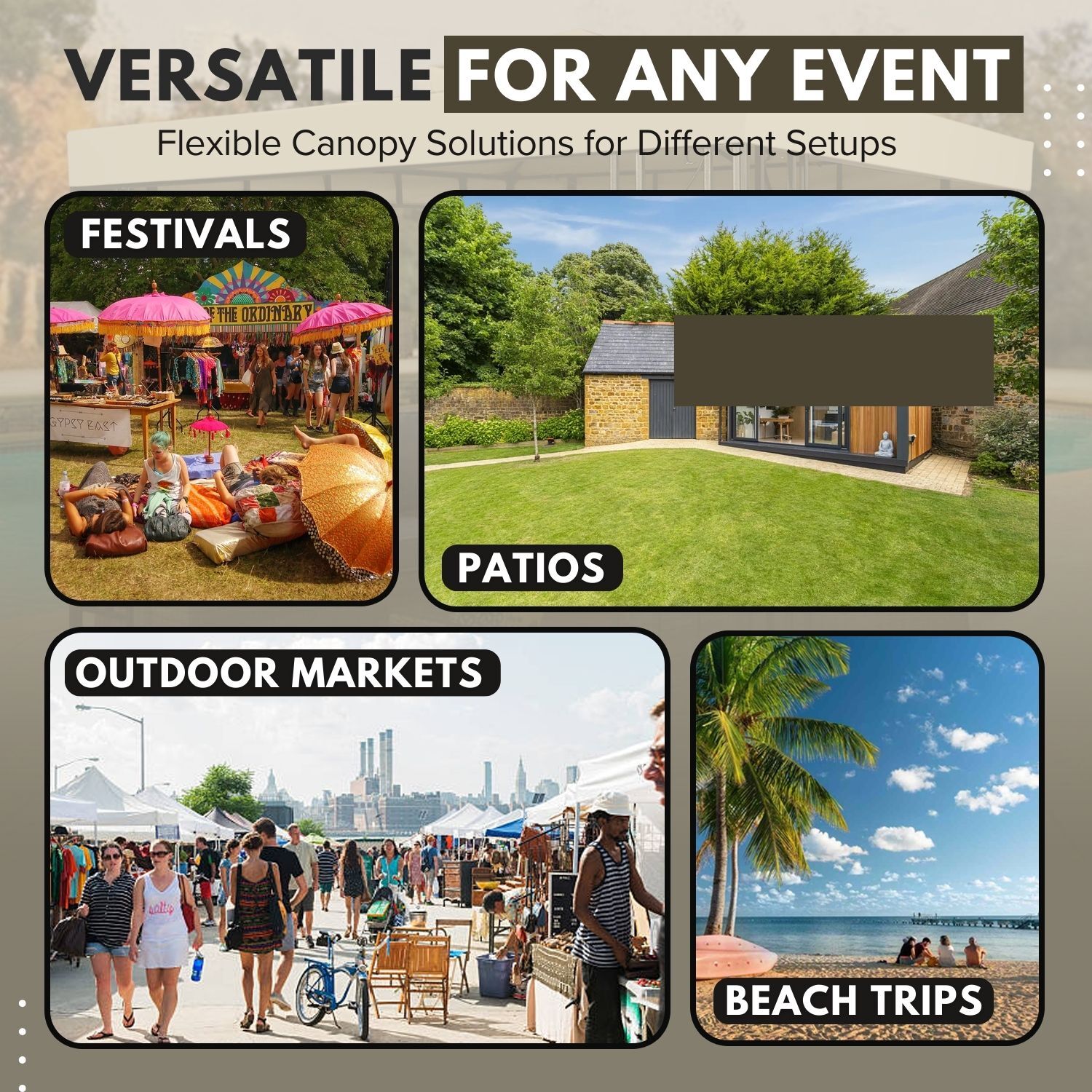 12 x 12 Feet Gazebo Canopy Top Replacement Cover 2Tier UV30 Garden Patio Ivory