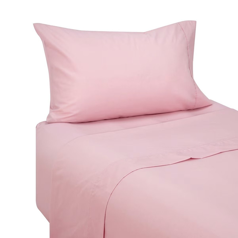 FITTED SHEET SET Pink Fitted Sheet + Single Flat Sheet + Pillowcase New