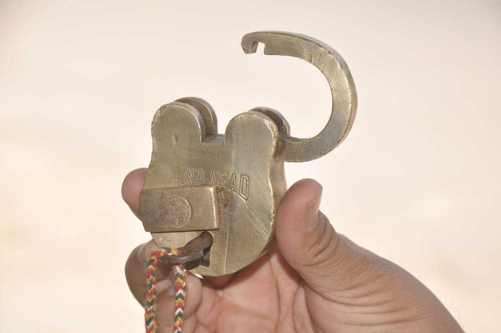 Vintage Hind Azad Brass Unique Shape Solid Fine Handcrafted Padlock