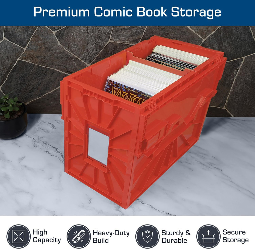 Short Comic Book Bin | Holds 150 Comics | Stackable Plastic Storage | Acid-Free