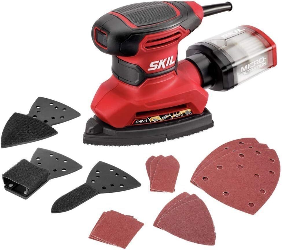 Corded Multi-Function Detail Sander with Micro-Filter Dust Box 3 Attachments