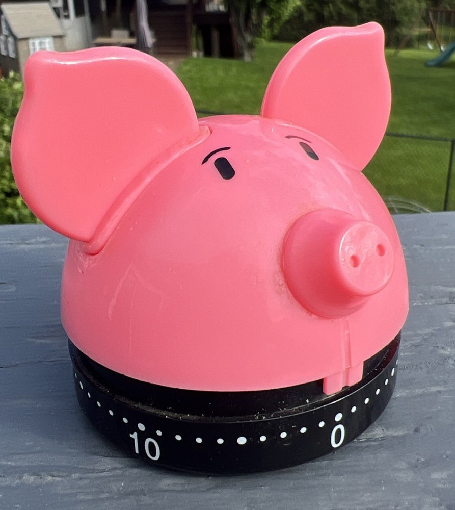 Cute Bright Pink Pig 60 Minute Kitchen Timer